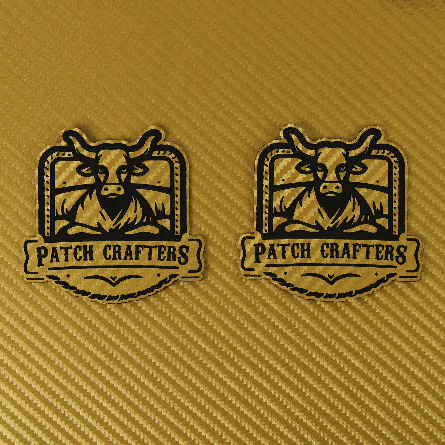 Thick Leatherette Sheet - Gold Carbon Fiber / Black (12"x24")