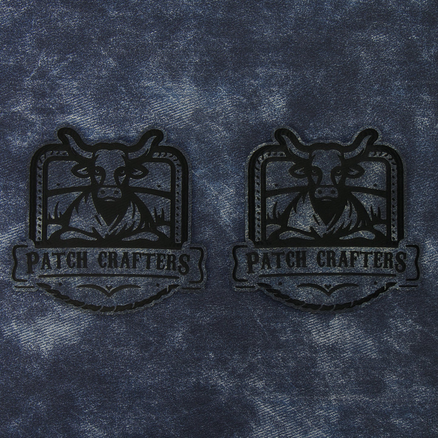Thick Leatherette Sheet - Dark Blue Denim / Black (12"x24")