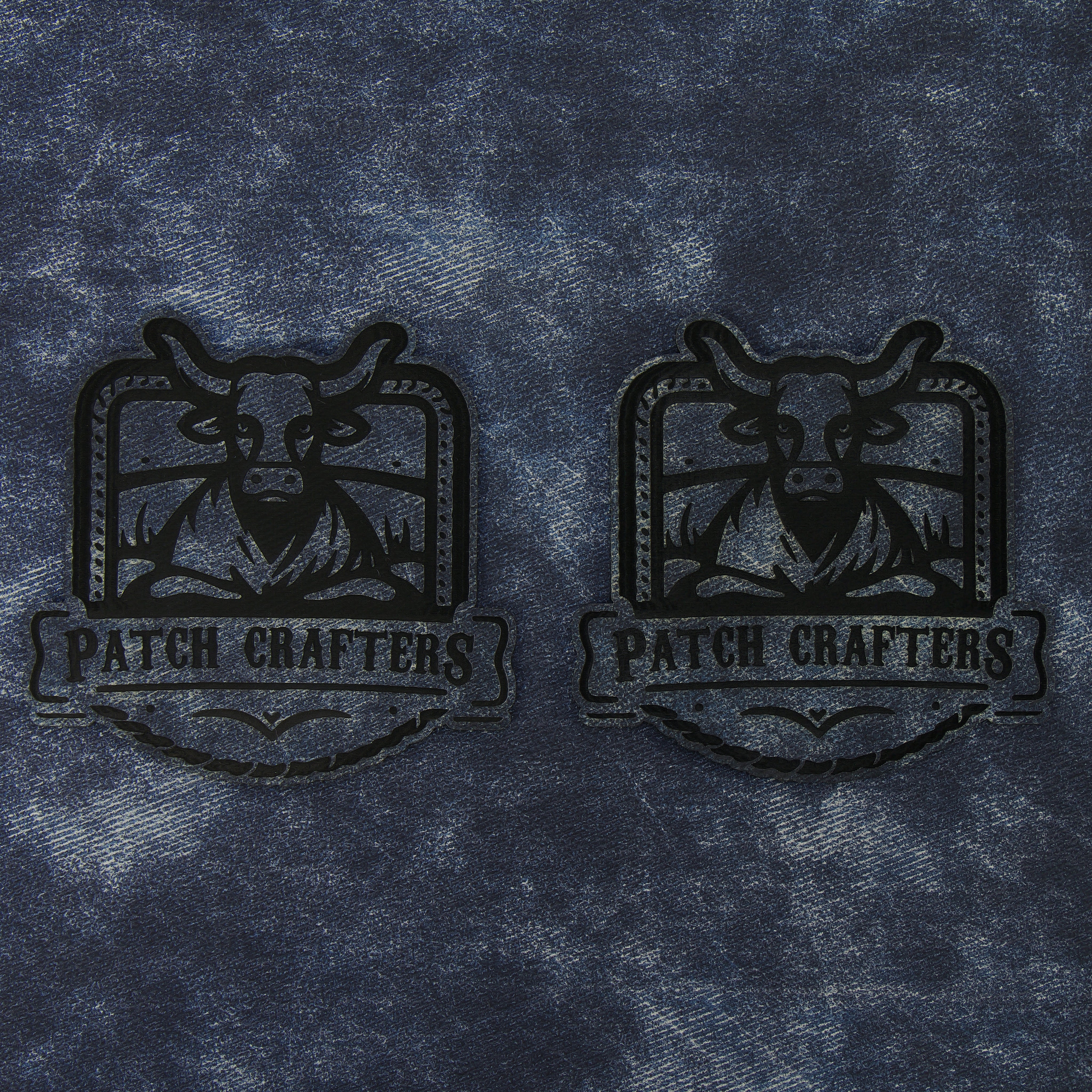 Thick Leatherette Sheet -  Dark Blue Denim / Black  (12"x24")
