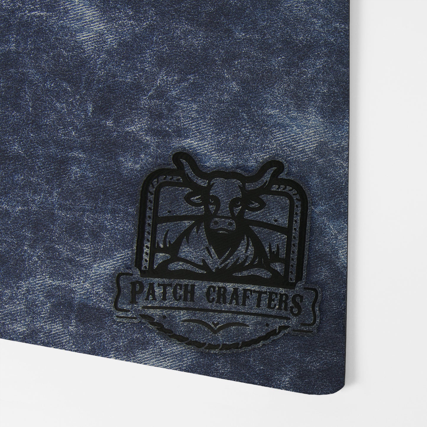 Thick Leatherette Sheet - Dark Blue Denim / Black (12"x24")