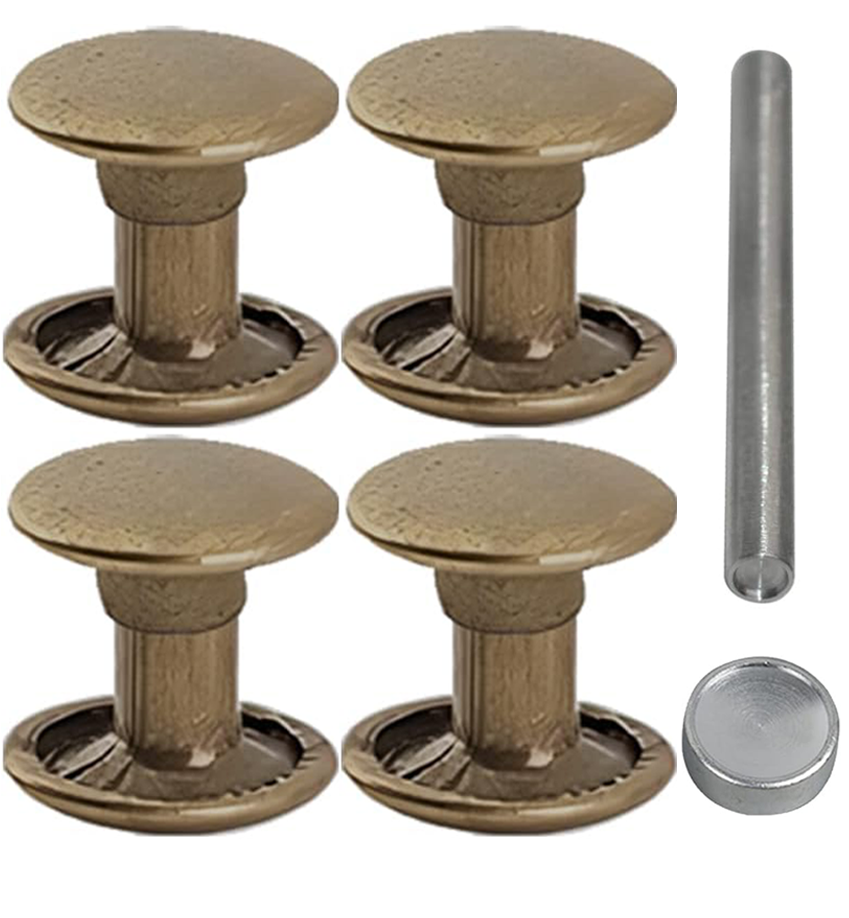 Double Cap Bronze Rivets for Leather Patches (1/4
